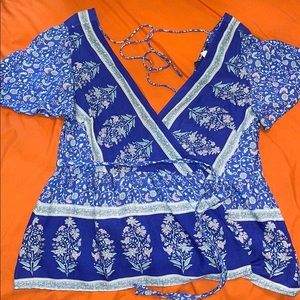 Short Sleeve Waist Tie Peplum